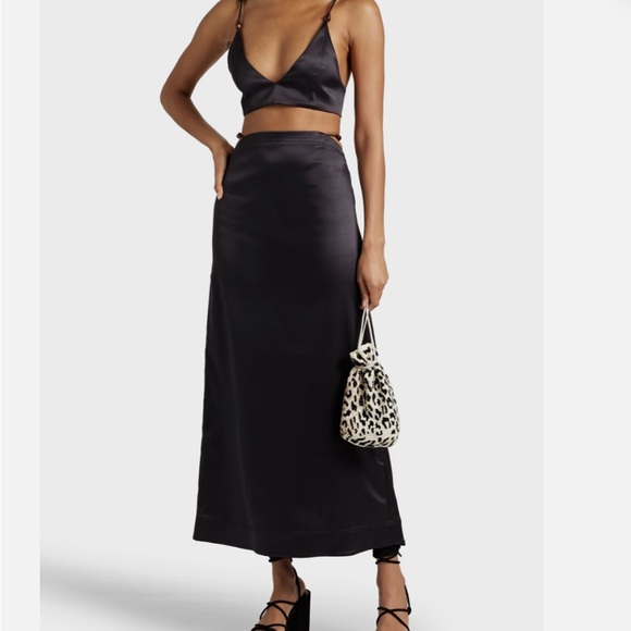 Ganni Black Maxi Satin Set